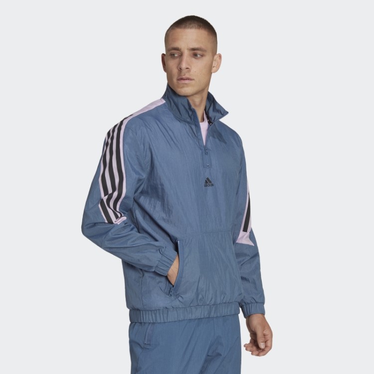Moletom Adidas Steel Future Icons Com As Três Listras E Zíper 1/4