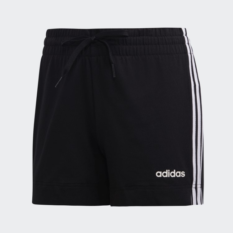 Bermuda Adidas Essentials Com As Três Listras Preta Fashion