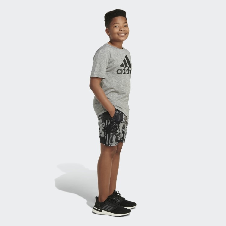 Short Preto Adidas Back To Nature Com Estampa Allover