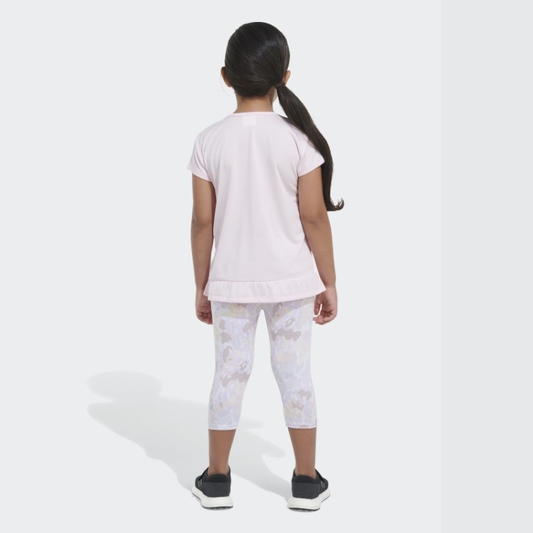 Conjunto Capri Estampado E Camiseta Rosa Adidas Mélange