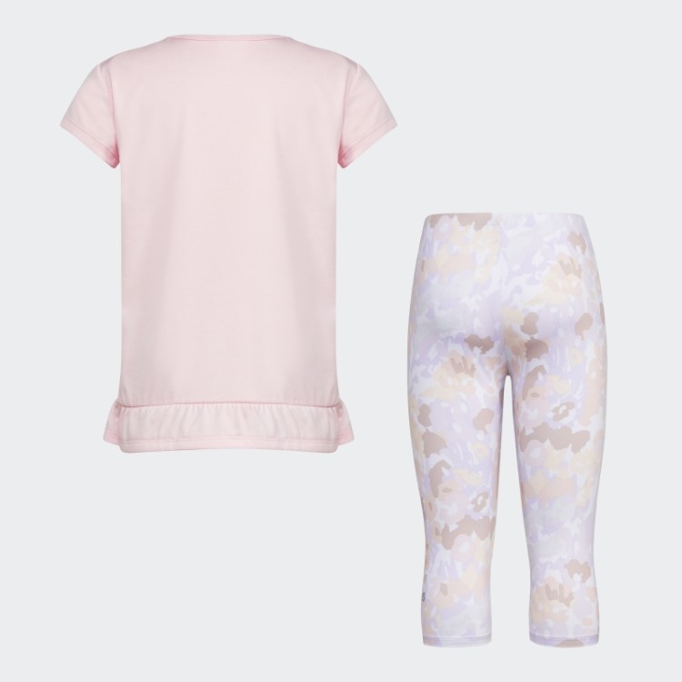 Conjunto Capri Estampado E Camiseta Rosa Adidas Mélange