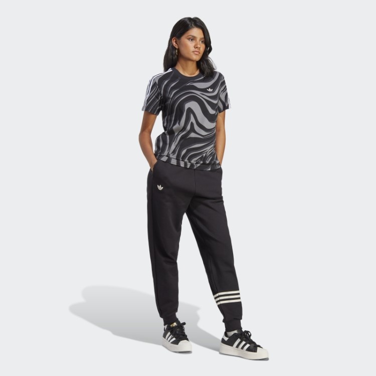 Camiseta Preta Abstrata Com Estampa Animal Print Adidas