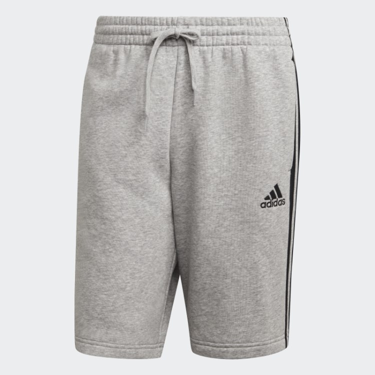 Bermuda De Lã Adidas Essentials Cinza Médio Com As Três Listras