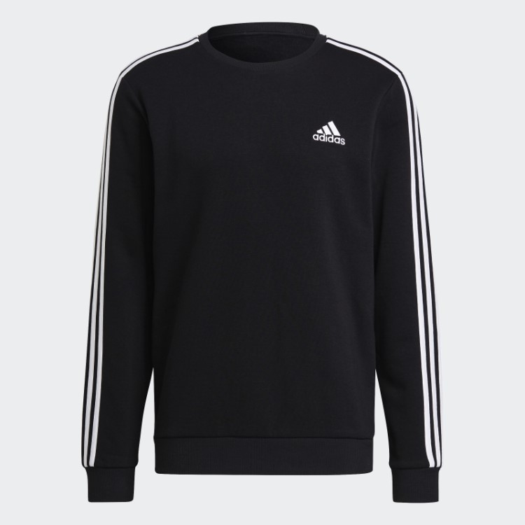 Moletom De Lã Preto Essencial Com As Três Listras Adidas