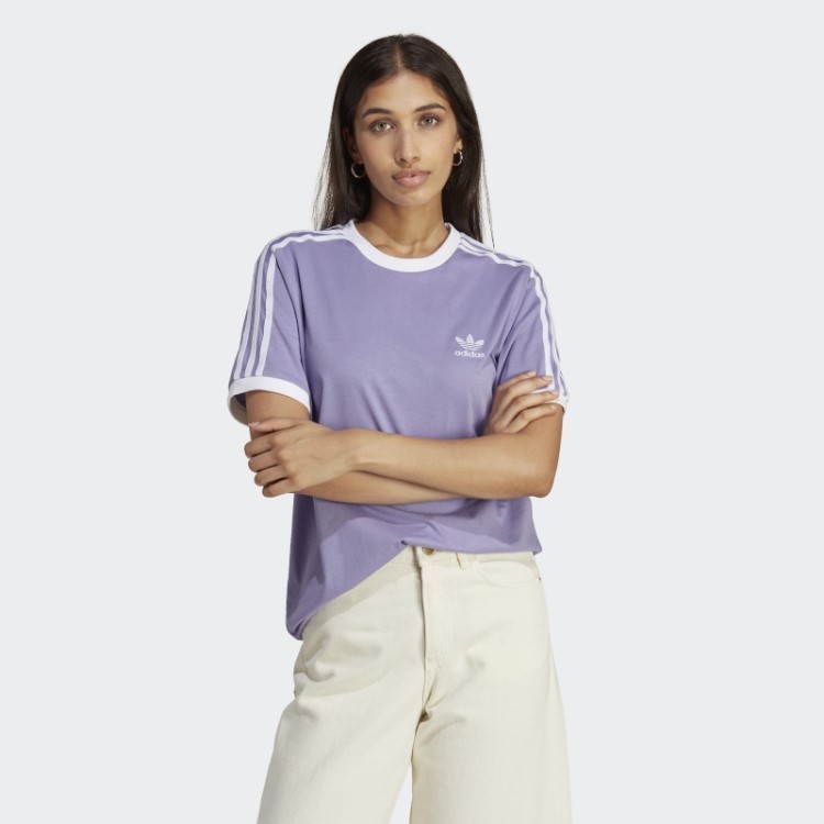 Lilás Camiseta Adidas Adicolor Classics Com As Três Listras