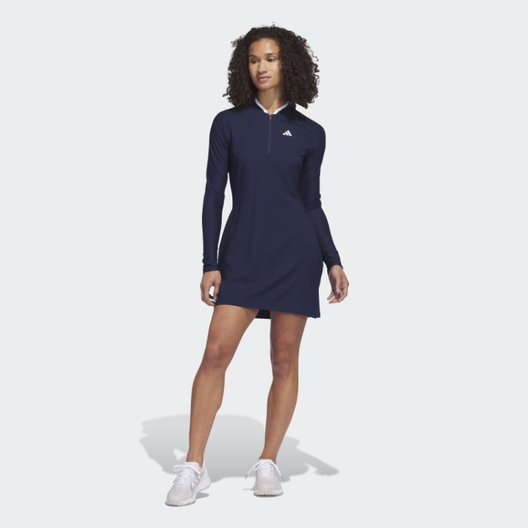 Vestido De Golfe De Manga Longa Azul Adidas Fashion