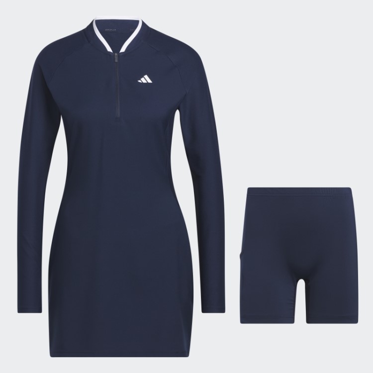 Vestido De Golfe De Manga Longa Azul Adidas