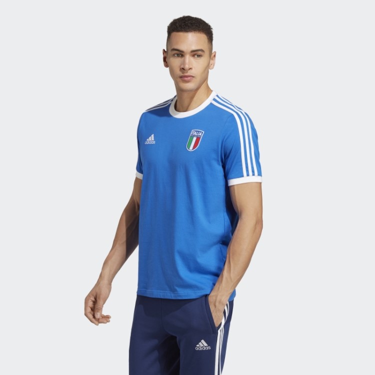 Camiseta Italiana Com As Três Listras Azul Adidas