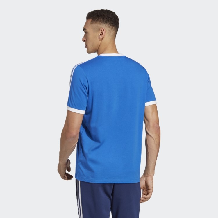 Camiseta Azul Com As Três Listras Da Itália Adidas