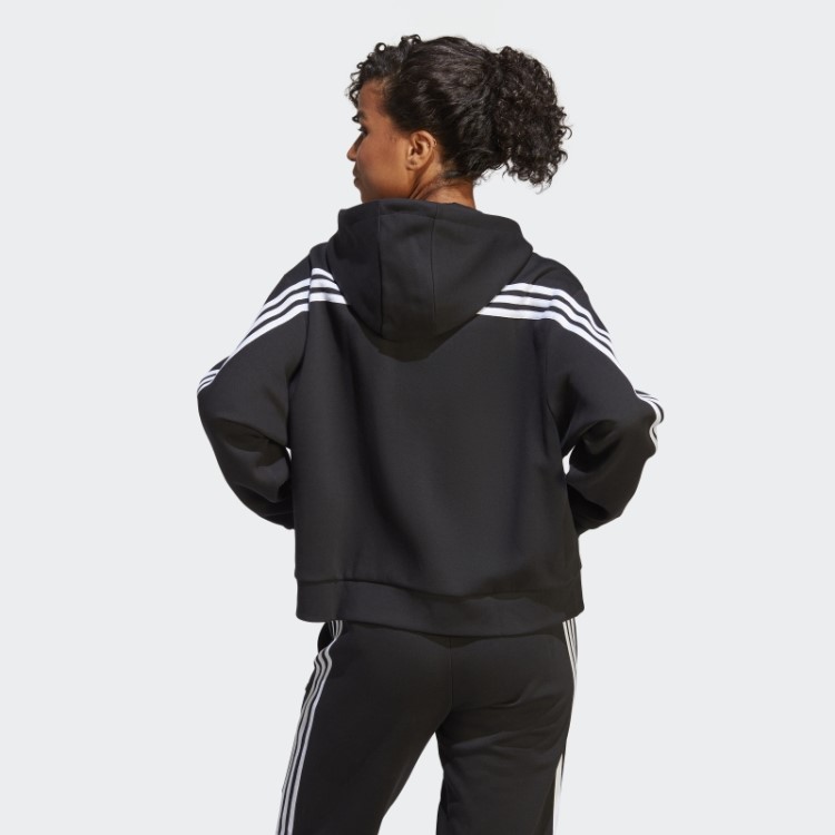 Adidas Future Icons Moletom Preto Com Capuz E Zíper Nas Três Listras