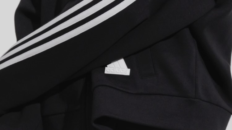 Moletom Com Capuz E Zíper Nas Três Listras Preto Future Icons Da Adidas