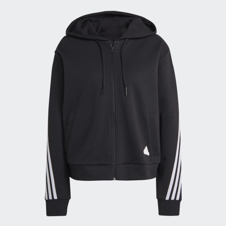 Moletom Com Capuz E Zíper Nas Três Listras Preto Future Icons Da Adidas