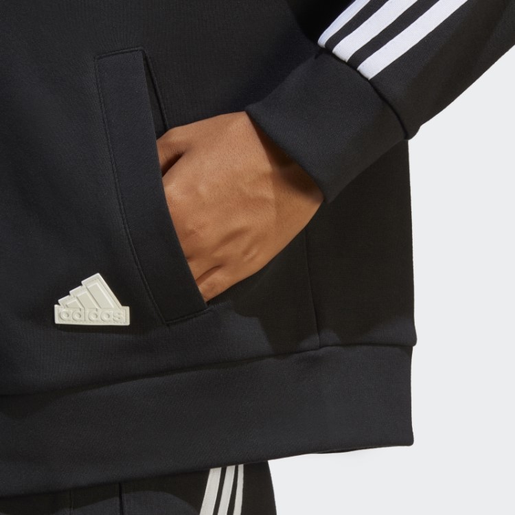 Moletom Com Capuz E Zíper Nas Três Listras Preto Future Icons Da Adidas