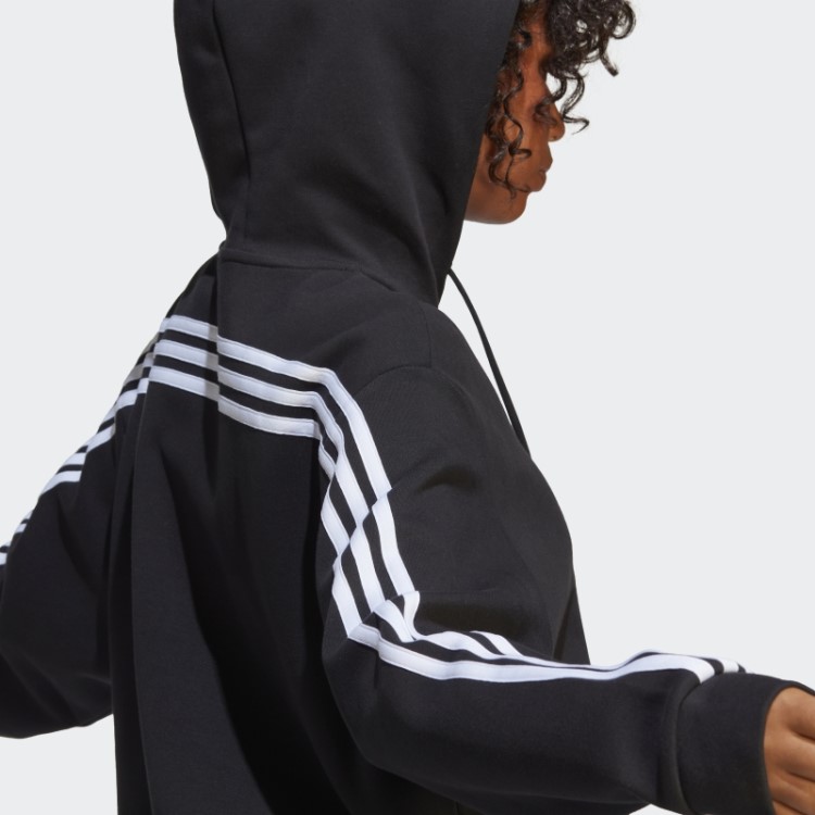 Moletom Com Capuz E Zíper Nas Três Listras Preto Future Icons Da Adidas