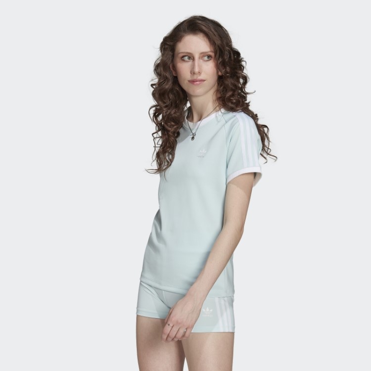 Camiseta Slim Com As Três Listras Adicolor Classics Azul Adidas