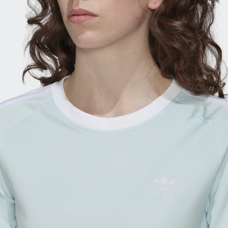 Camiseta Slim Com As Três Listras Adicolor Classics Azul Adidas