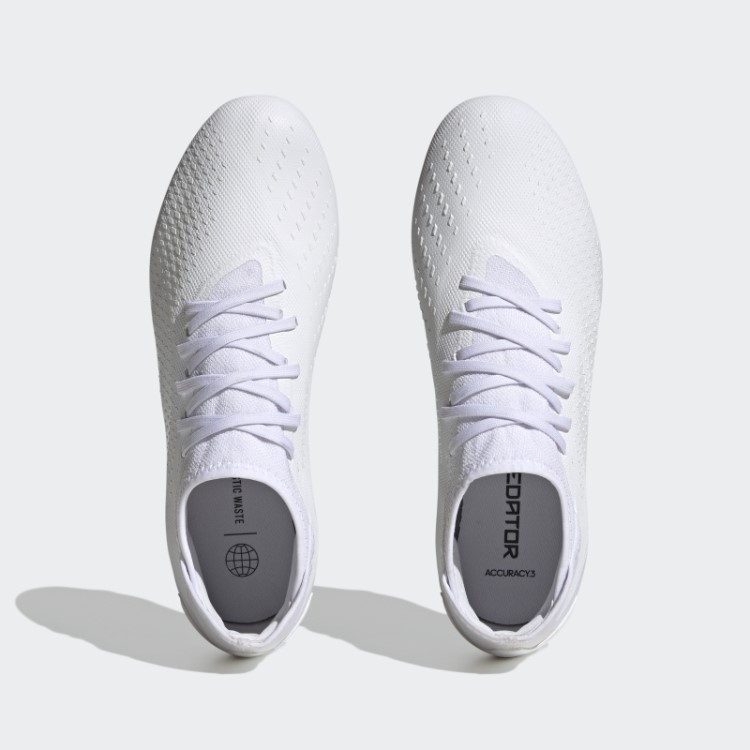 Elegante Adidas Predador Precisão.3 Botas De Chão Firme Branco