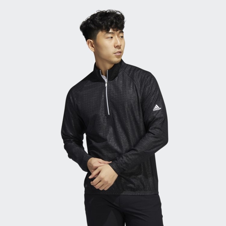 Pulôver Com Zíper Em Relevo Adidas Preto