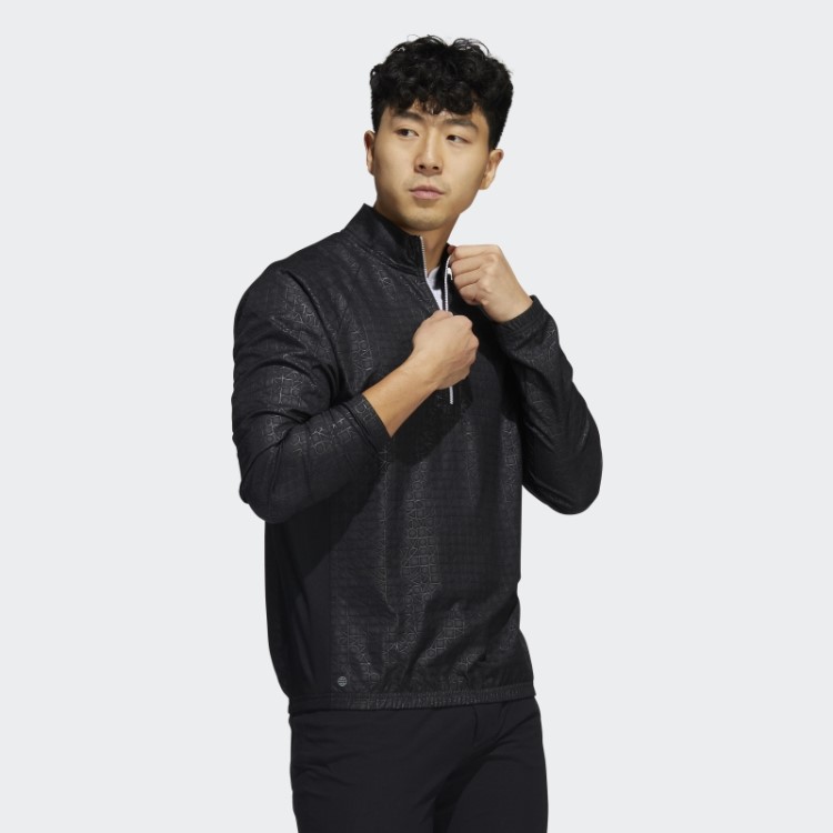 Pulôver Com Zíper Em Relevo Adidas Preto