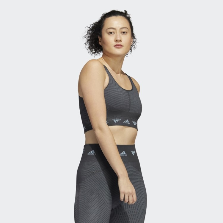 Moda De Sutiã Cinza Adidas Aeroknit Com Suporte Leve