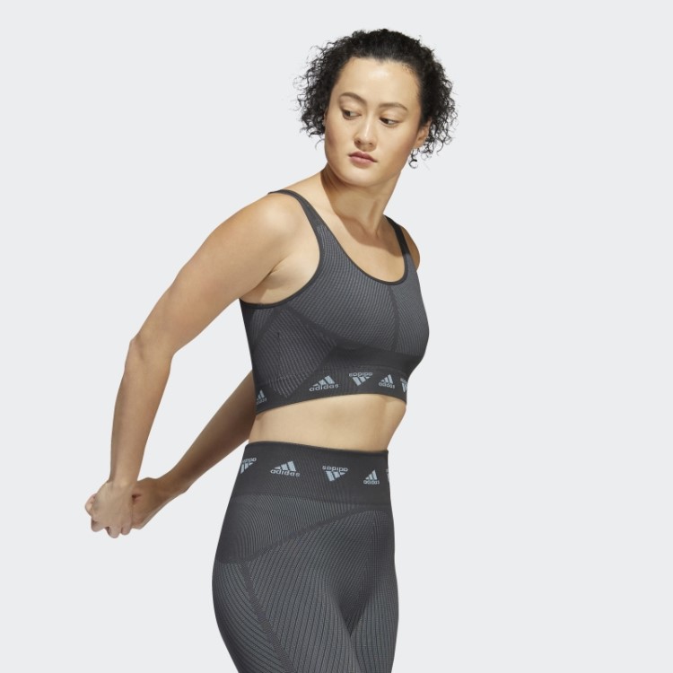 Moda De Sutiã Cinza Adidas Aeroknit Com Suporte Leve