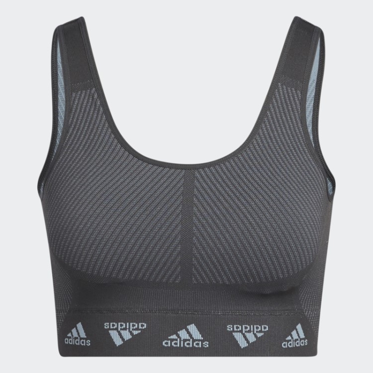 Moda De Sutiã Cinza Adidas Aeroknit Com Suporte Leve