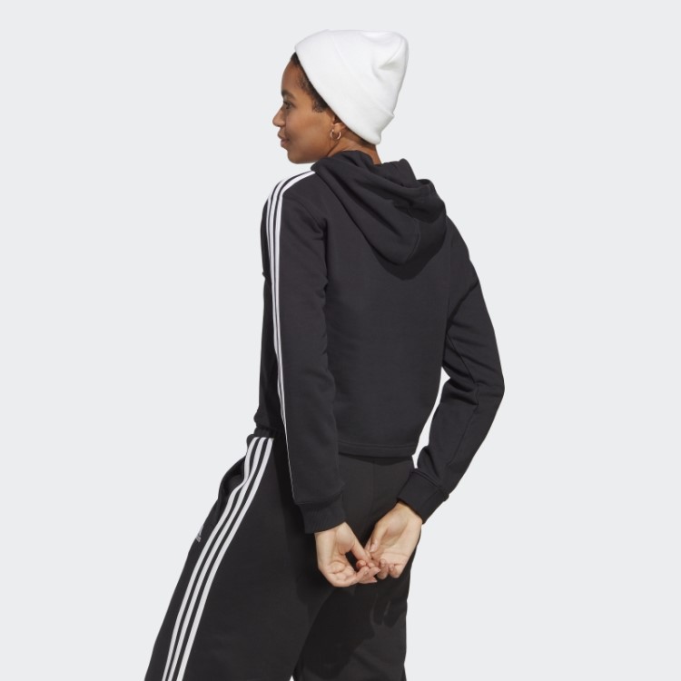 Moletom French Terry Cropped Com As Três Listras Adidas Black Essentials
