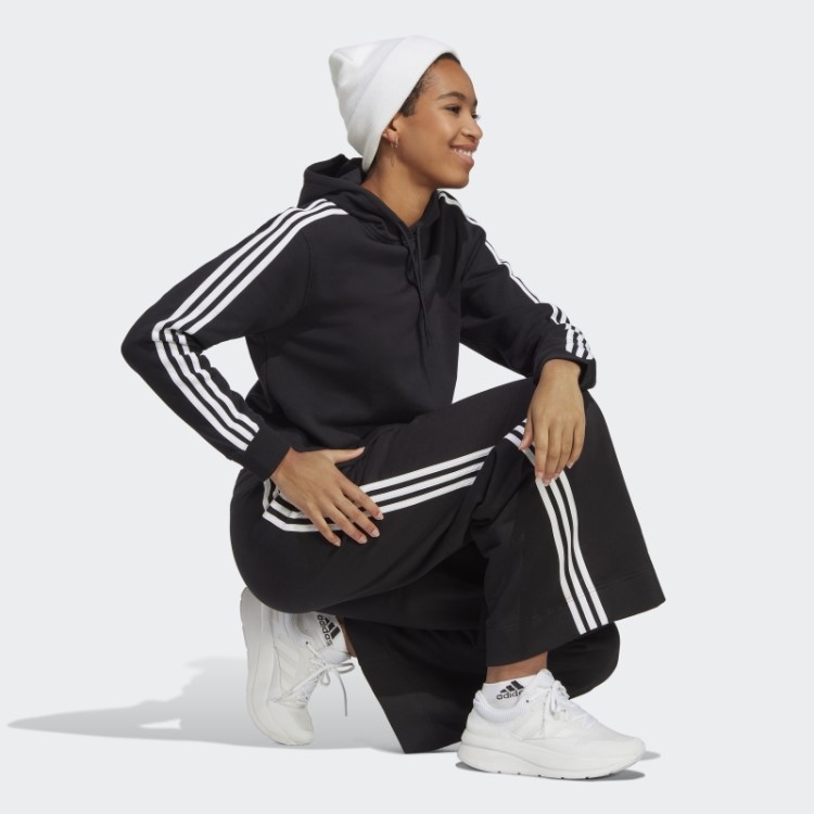 Moletom French Terry Cropped Com As Três Listras Adidas Black Essentials