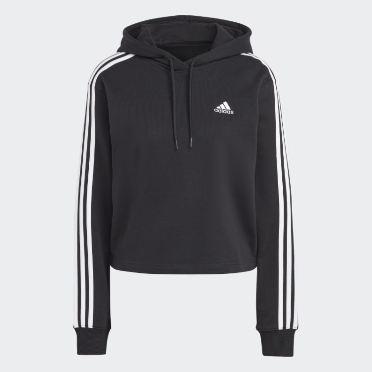 Moletom French Terry Cropped Com As Três Listras Adidas Black Essentials