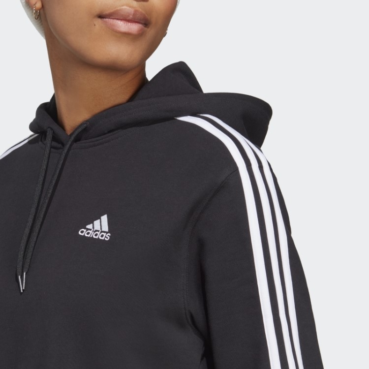 Moletom French Terry Cropped Com As Três Listras Adidas Black Essentials