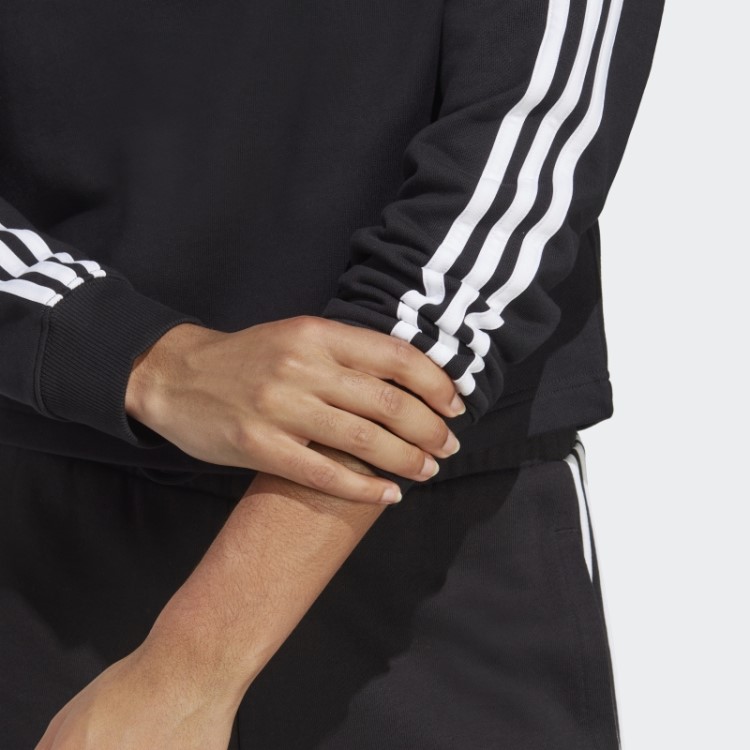 Moletom French Terry Cropped Com As Três Listras Adidas Black Essentials