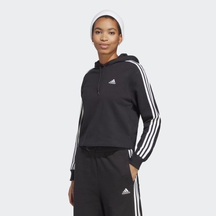 Essentials Moletom French Terry Crop Com As Três Listras Preto Adidas
