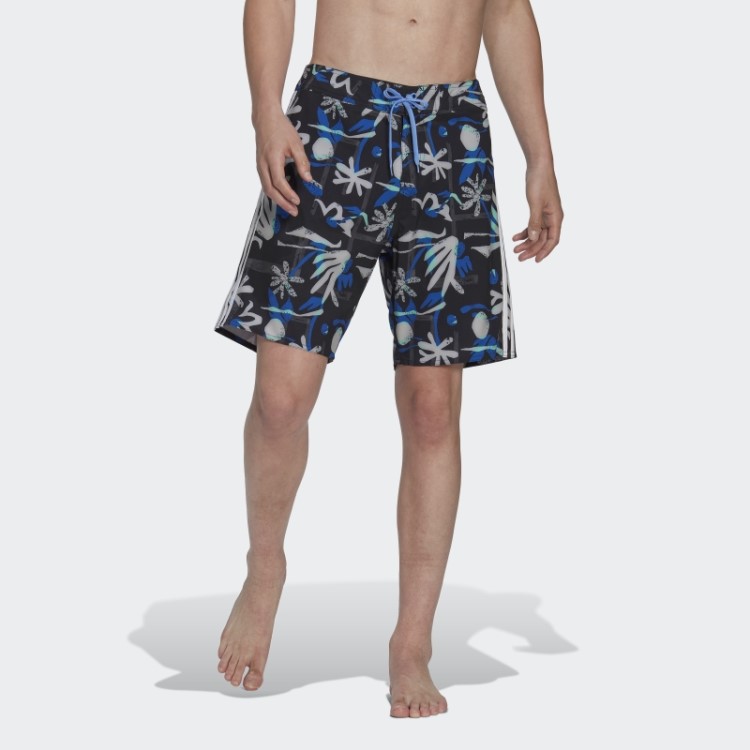 Bermuda Tecnológica De Praia Floral Sazonal Adidas Preta