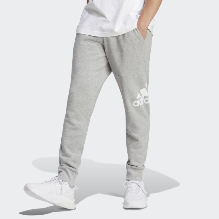 Calça Adidas Essentials French Terry Com Punho Cônico E Logo Cinza Médio