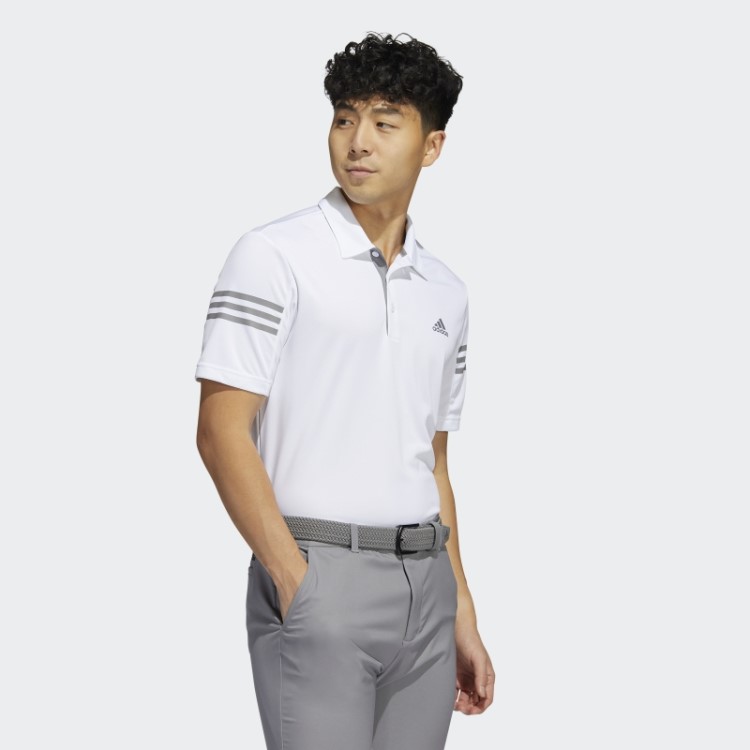 Camisa Polo Branca Com As 3 Listras Adidas