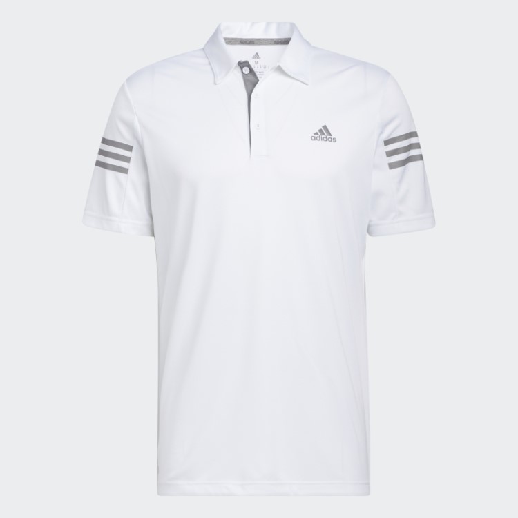 Camisa Polo Branca Com As 3 Listras Adidas