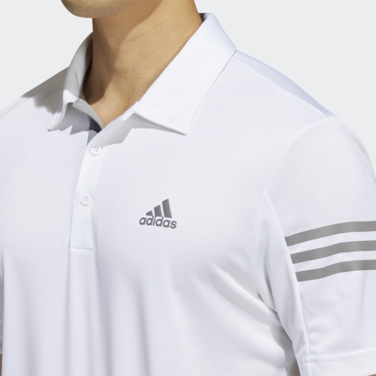 Camisa Polo Branca Com As 3 Listras Adidas