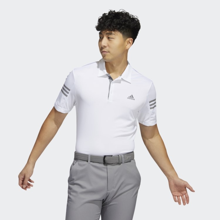Camisa Polo Branca Com As 3 Listras Adidas