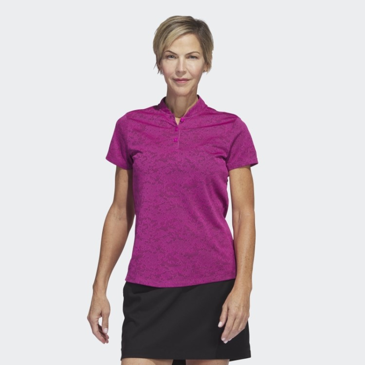 Camisa Pólo De Golfe Adidas Fúcsia Jacquard