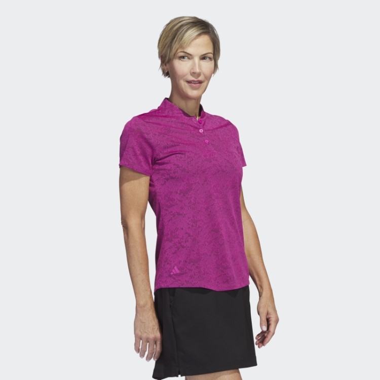 Camisa Pólo De Golfe Adidas Fúcsia Jacquard