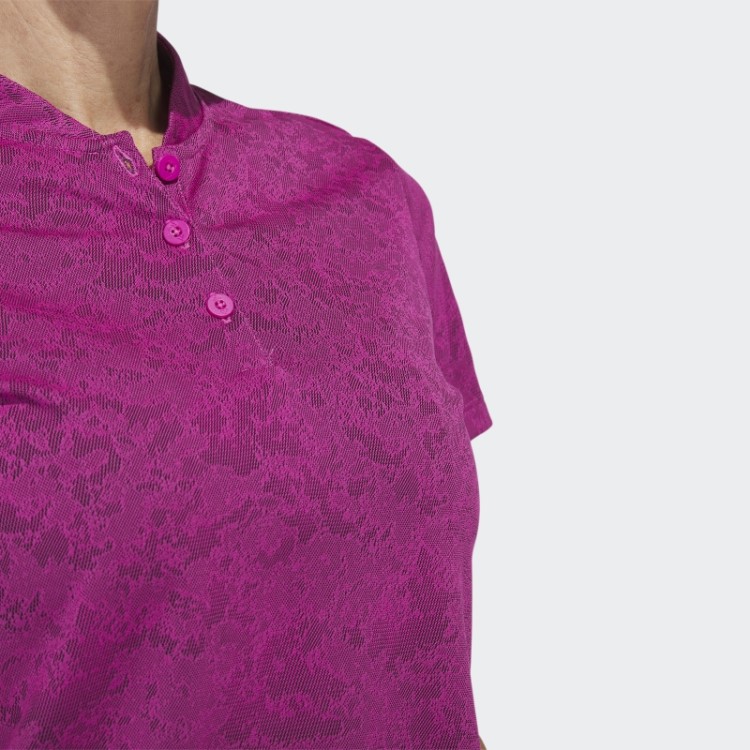 Camisa Pólo De Golfe Adidas Fúcsia Jacquard