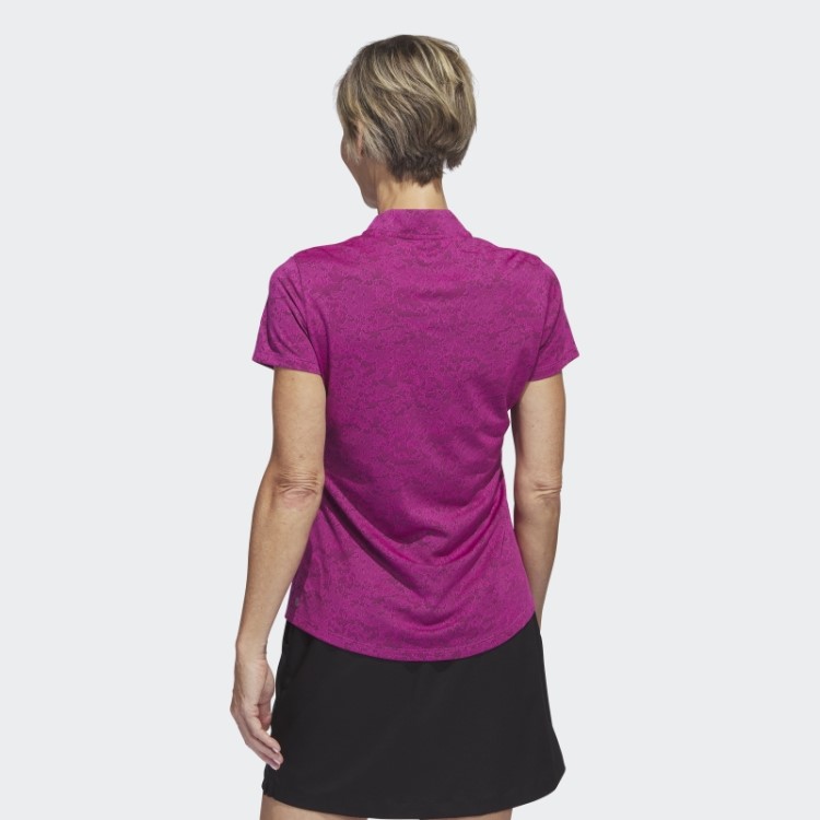 Camisa Pólo De Golfe Fúcsia Adidas Jacquard