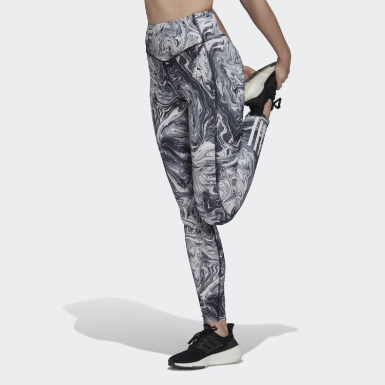 Meia-calça Multicolorida Hyperglam Aeroready Training Com Estampa De Mármore Adidas