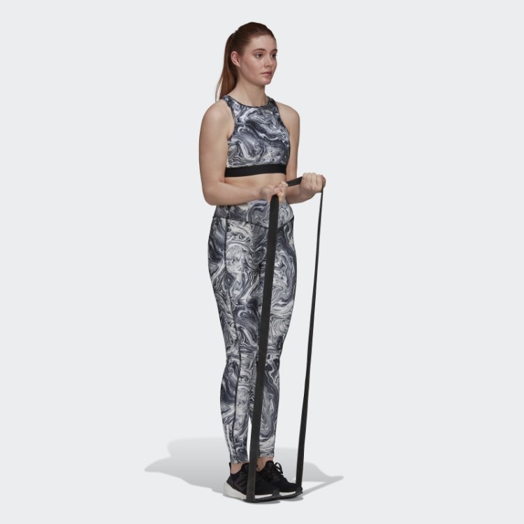 Meia-calça Multicolorida Hyperglam Aeroready Training Com Estampa De Mármore Adidas