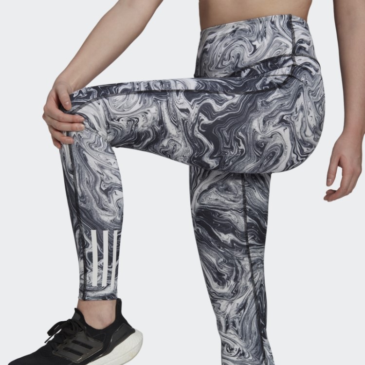 Meia-calça Multicolorida Hyperglam Aeroready Training Com Estampa De Mármore Adidas