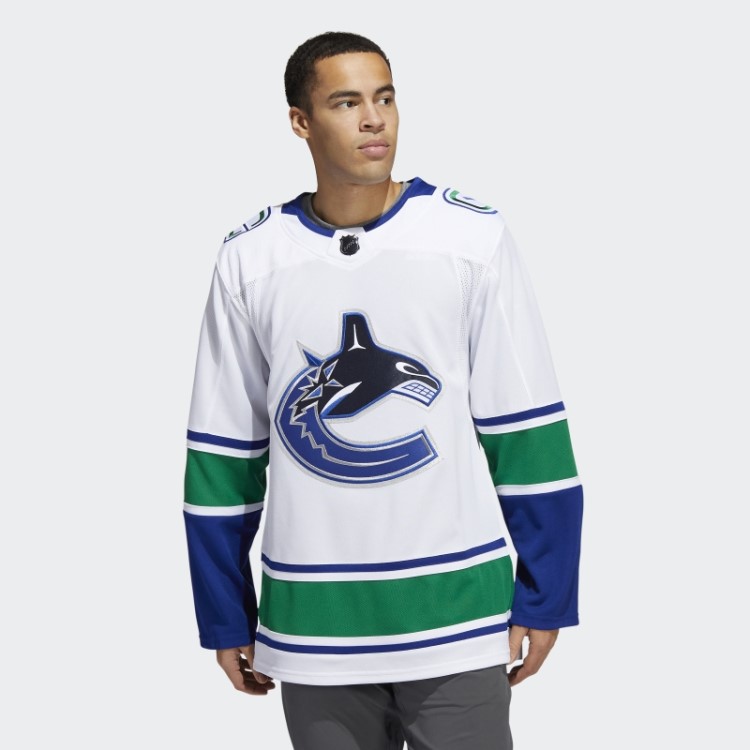 Branco Canucks Away Camisa Profissional Autêntica Adidas