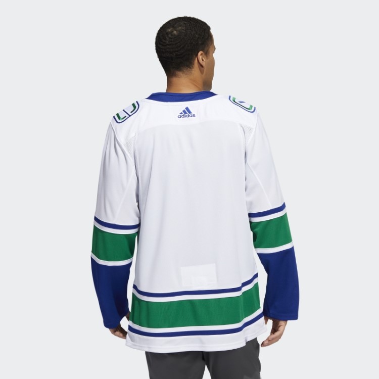 Branco Canucks Away Camisa Profissional Autêntica Adidas