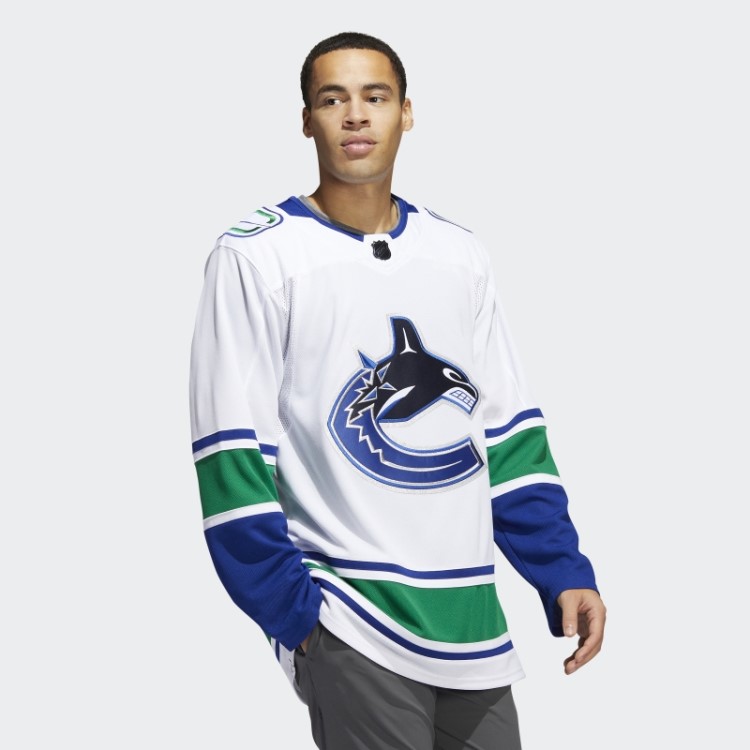 Branco Canucks Away Camisa Profissional Autêntica Adidas