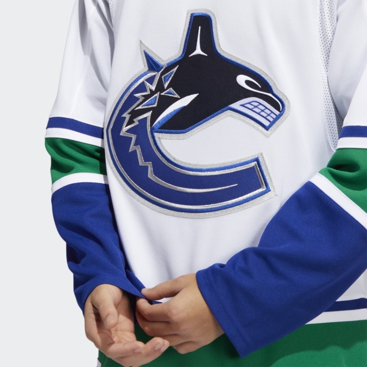 Branco Canucks Away Camisa Profissional Autêntica Adidas