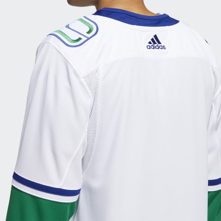 Branco Canucks Away Camisa Profissional Autêntica Adidas